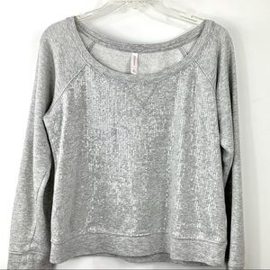 Xhilaration Gray Sequined‎ Knit Sweater